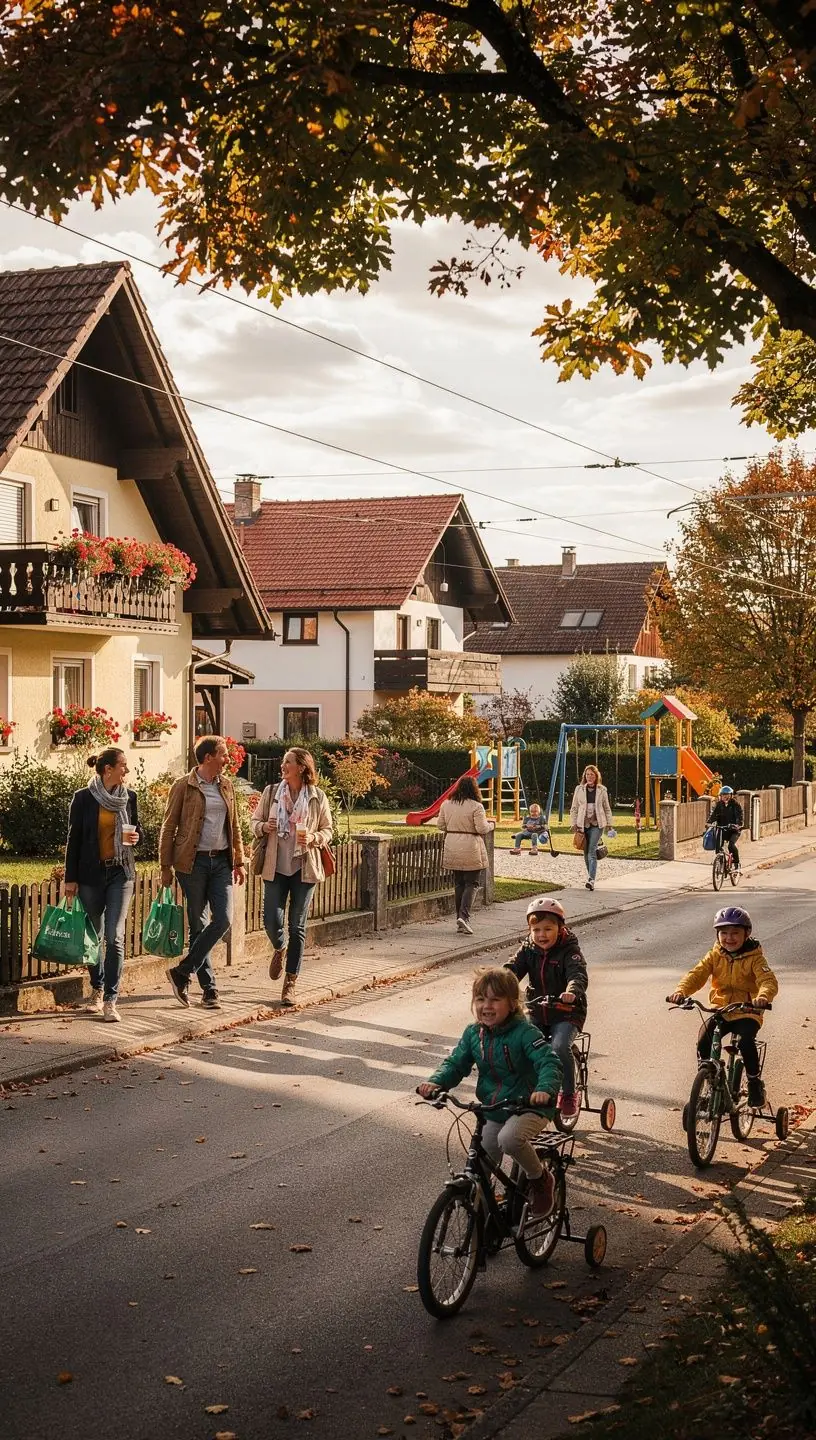 Geräumiges Wohnzimmer mit modernen Möbeln und großen Fenstern, die viel Tageslicht hereinlassen.